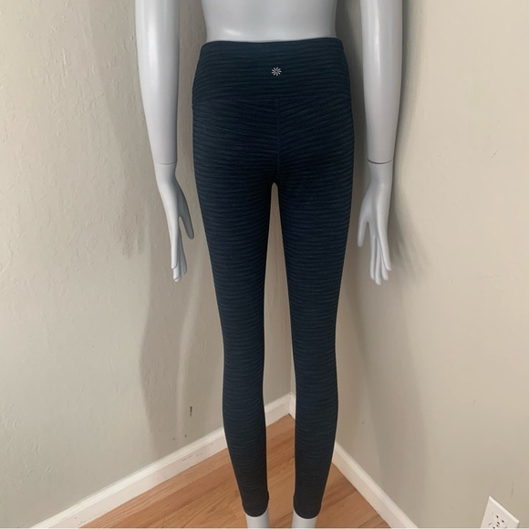 ATHLETA Athletic Tights Leggings Textured Herringbone Pattern Blue - Picture 9 of 16